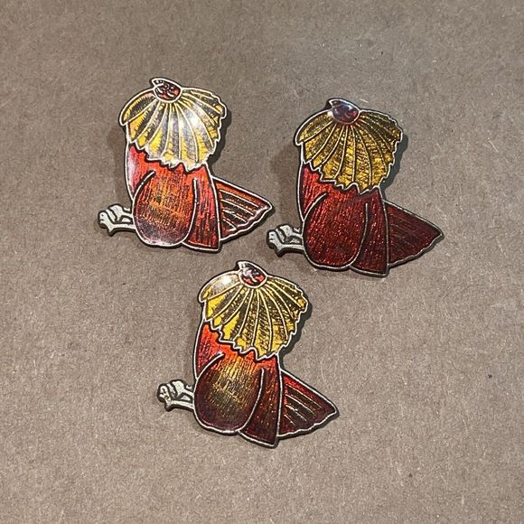 Vintage Tropical Bird Lapel Pin Bundle Set Lot x3 - Picture 1 of 6